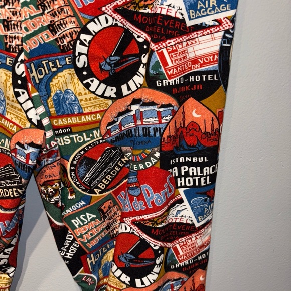 Krazy Larry Pull-On Ankle Pants Passport Colorful Hippie Electric Sz8 - Picture 4 of 15